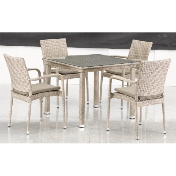Комплект плетеной мебели T256C/Y376C-W85 Latte (4+1) + подушки на стульях